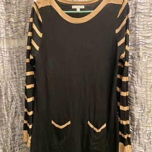 Notations Elegant Black and Tan Top Sweater Dress Size L PreOwned